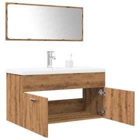 Juego de muebles baño 3 piezas madera ingeniería roble artisan en Muebles de baño | Comprar online en Foro24