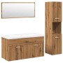 Juego de muebles baño 4 piezas madera ingeniería roble artisan