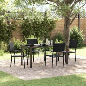 Conjunto de Comedor de Jardín 5 pcs Negro Poliratán en Conjuntos de jardín | Comprar online en Foro24