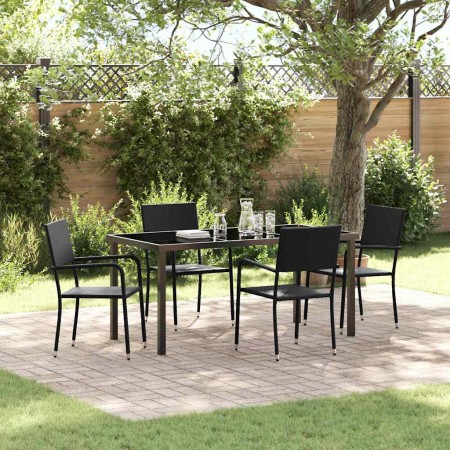 Conjunto de Comedor de Jardín 5 pcs Negro Poliratán