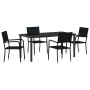 Conjunto de Comedor de Jardín 5 pcs Negro Poliratán