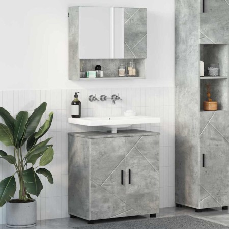 Juego de muebles de baño con almacenamiento 2 pcs Gris hormigón
