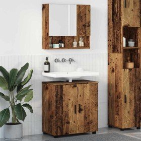 Juego de muebles de baño con puerta 2 pcs Madera envejecida en Tocadores de baño | Comprar online en Foro24