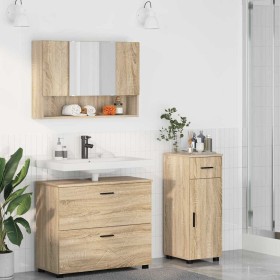 Juego de muebles de baño con cajón 3 pcs Roble Sonoma