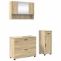 Juego de muebles de baño con cajón 3 pcs Roble Sonoma