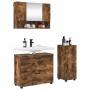 Juego de muebles de baño con cajón 3 pcs Roble ahumado