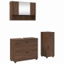 Juego de muebles de baño con cajón 3 pcs Marrón roble