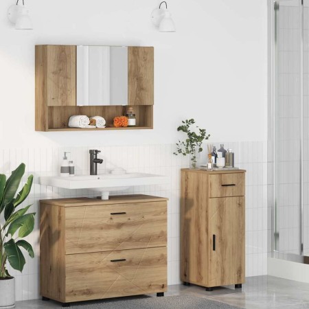 Juego de muebles de baño con cajón 3 pcs Roble artesanal en Muebles de baño | Comprar online en Foro24