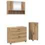 Juego de muebles de baño con cajón 3 pcs Roble artesanal en Muebles de baño | Comprar online en Foro24