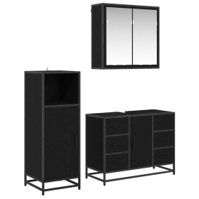 Juego de muebles de baño 3 pcs Roble Negro Madera de ingeniería en Muebles de baño | Comprar online en Foro24