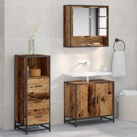 Juego de muebles de baño con cajón 3 pcs Madera vieja