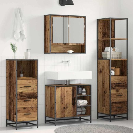Juego de muebles de baño con cajón 4 pcs Madera vieja