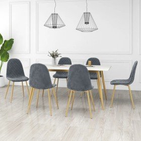 Sillas de comedor 6 unidades terciopelo gris oscuro Sillas de comedor 6 unidades terciopelo gris oscuro
