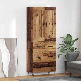 Aparador alto con cajón Madera envejecida 69,5 x 34 x 180 cm en Aparadores | Comprar online en Foro24