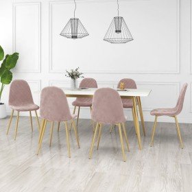 Sillas de comedor 6 unidades terciopelo rosa Sillas de comedor 6 unidades terciopelo rosa
