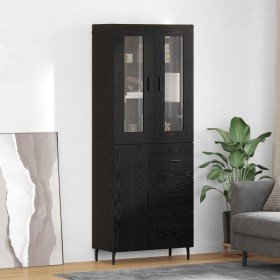 Alacena 2 pcs Roble Negro Madera Ingenierizada y Vidrio en Aparadores | Comprar online en Foro24