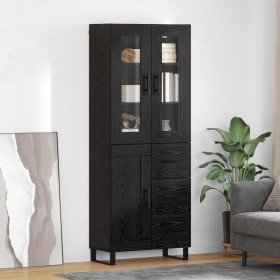 Aparador alto 2 pcs Roble Negro Madera de Ingeniería y Vidrio en Aparadores | Comprar online en Foro24