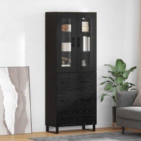 Aparador alto 2 pcs Roble Negro Madera de Ingeniería y Vidrio en Aparadores | Comprar online en Foro24