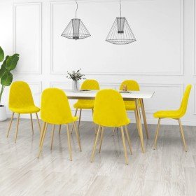 Sillas de comedor 6 uds terciopelo amarillo mostaza Sillas de comedor 6 uds terciopelo amarillo mostaza