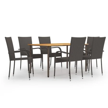 Set de muebles de comedor de jardín 7 piezas de ratán marrón de vidaXL, Conjuntos de jardín - Ref: Foro24-3072494, Precio: 42...