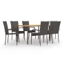 Set de muebles de comedor de jardín 7 piezas de ratán marrón de vidaXL, Conjuntos de jardín - Ref: Foro24-3072494, Precio: 42...