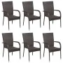 Set de muebles de comedor de jardín 7 piezas de ratán marrón de vidaXL, Conjuntos de jardín - Ref: Foro24-3072494, Precio: 42...