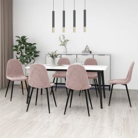 Sillas de comedor 6 unidades terciopelo rosa Sillas de comedor 6 unidades terciopelo rosa