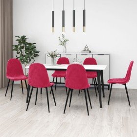 Sillas de comedor 6 unidades terciopelo rojo tinto