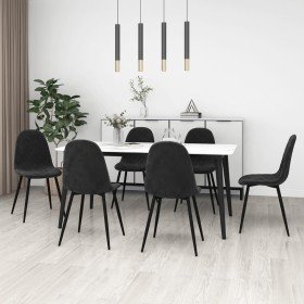 Silla de comedor 6 unidades terciopelo negro Silla de comedor 6 unidades terciopelo negro