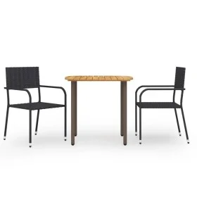 Juego de comedor para jardín 3 piezas ratán sintético negro de vidaXL, Conjuntos de jardín - Ref: Foro24-3072487, Precio: 177...