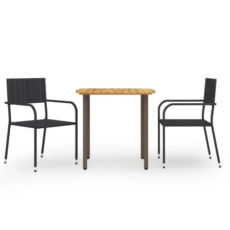 Juego de comedor para jardín 3 piezas ratán sintético negro de vidaXL, Conjuntos de jardín - Ref: Foro24-3072487, Precio: 166...