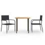 3-Piece Black Synthetic Rattan Garden Dining Set by vidaXL, Garden sets - Ref: Foro24-3072487, Price: 164,05 €, Discount: %