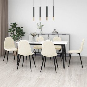 Sillas de comedor 6 unidades terciopelo blanco crema Sillas de comedor 6 unidades terciopelo blanco crema