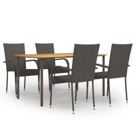 5-teiliges Garten-Esszimmermöbel-Set aus braunem Rattan von vidaXL, Gartensets - Ref: Foro24-3072491, Preis: 365,15 €, Rabatt: %