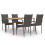 Set de muebles de comedor de jardín 5 piezas de ratán marrón by vidaXL, Garden sets - Ref: Foro24-3072491, Price: 363,47 €, D...