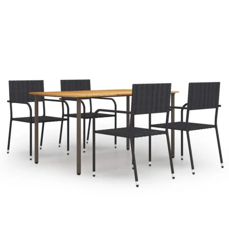 Set de muebles de comedor de jardín 5 piezas ratán PE negro de vidaXL, Conjuntos de jardín - Ref: Foro24-3072497, Precio: 240...