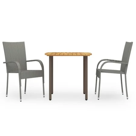 3-piece garden dining set in synthetic gray rattan by vidaXL, Garden sets - Ref: Foro24-3072483, Price: 222,81 €, Discount: %