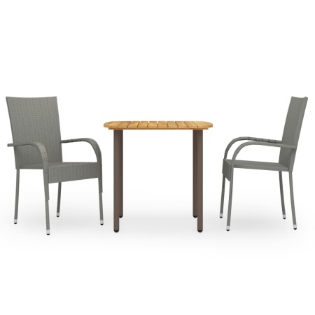 3 Stück synthetisches Rattan grau Garten Esszimmer Set von vidaXL, Gartensets - Ref: Foro24-3072483, Preis: 221,73 €, Rabatt: %