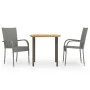 3-piece garden dining set in synthetic gray rattan by vidaXL, Garden sets - Ref: Foro24-3072483, Price: 222,81 €, Discount: %