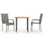 3 Stück synthetisches Rattan grau Garten Esszimmer Set von vidaXL, Gartensets - Ref: Foro24-3072483, Preis: 221,73 €, Rabatt: %