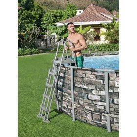 Bestway Escalera de seguridad para piscina 4 peldaños Flowclear