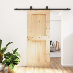 Puerta corredera con herrajes madera maciza de pino 85x210 cm