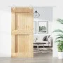 Schiebetür mit Beschlägen aus massivem Kiefernholz, 90 x 210 cm von vidaXL, Türen - Ref: Foro24-3203188, Preis: 211,83 €, Rab...