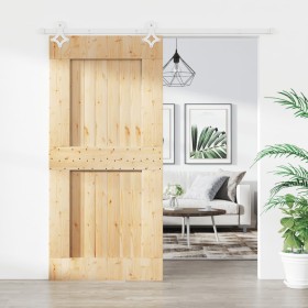 Puerta corredera con herrajes madera maciza de pino 95x210 cm von vidaXL, Türen - Ref: Foro24-3203189, Preis: 208,57 €, Rabat...