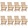 Garden chairs 8 pcs teak wood with cream white cushions by vidaXL, Garden chairs - Ref: Foro24-3072906, Price: 656,10 €, Disc...
