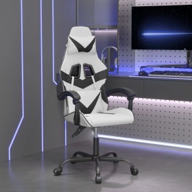Silla gaming giratoria cuero sintético blanco y negro