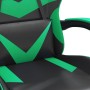 Silla gaming giratoria y reposapiés cuero sintético negro verde