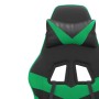Silla gaming giratoria y reposapiés cuero sintético negro verde