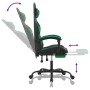 Silla gaming giratoria y reposapiés cuero sintético negro verde