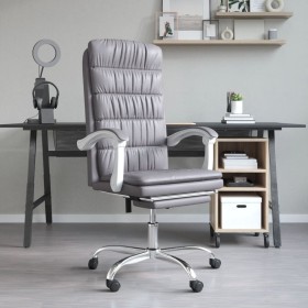 Silla de oficina reclinable cuero sintético gris